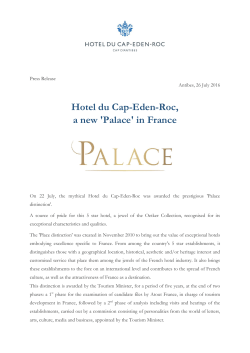 Hotel du Cap-Eden-Roc, a new `Palace` in France