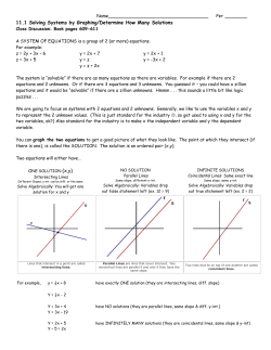 11.1 Solving Systems by Graphing/Determine How Many Solutions