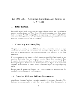EE 303 Lab 1: Counting, Sampling, and Games in MATLAB