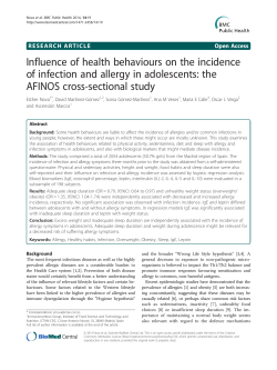Influence of health behaviours on the incidence of infection and