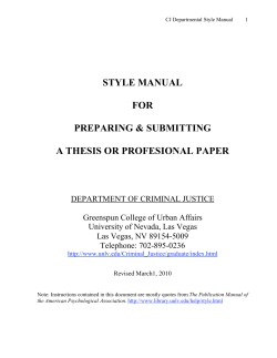 Criminal Justice Style Manual for Thesis and Professional Paper