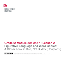 Grade 6 ELA Module 2A, Unit 1, Lesson 2