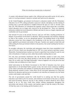 1365482 What role should government play in education? A country