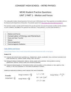 Motion and Forces - Cohasset Public Schools