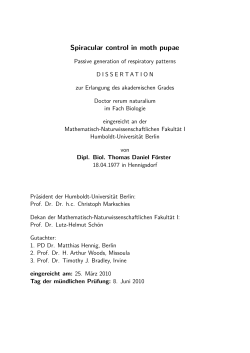 Spiracular control in moth pupae