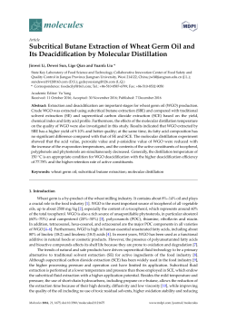 Subcritical Butane Extraction of Wheat Germ Oil and Its