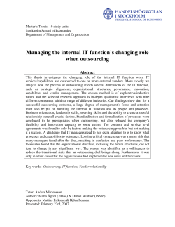 Managing the internal IT function`s changing role when outsourcing