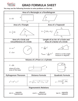 Mathematics Formula Sheet, GRAD