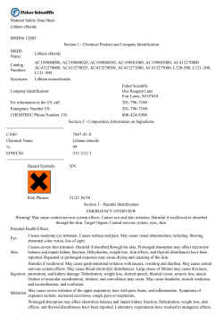 Material Safety Data Sheet Lithium chloride MSDS# 12885 Section 1