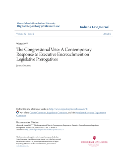 The Congressional Veto: A Contemporary Response to Executive