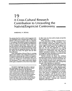 A Cross-Cultural Research Contribution to Unraveling the Nativist