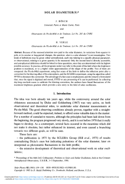 SOLAR DIAMETER(S)* 1. Introduction The idea was born already