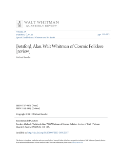 Botsford, Alan. Walt Whitman of Cosmic Folklore