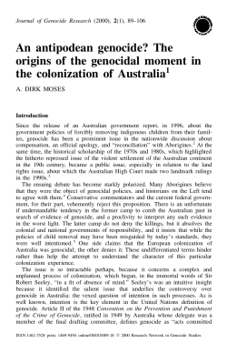 An antipodean genocide? The origins of the