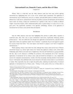 International Law, Domestic Courts, and the Rise of China
