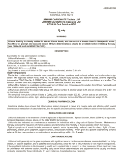 LITHIUM CARBONATE Tablets USP LITHIUM CARBONATE