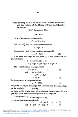 The Turning-Values of Cubic and Quartic Functions and the Nature