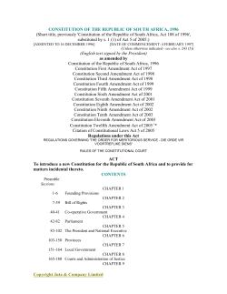 Constitution of the Republic of South Africa, 1996