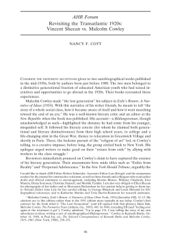 AHR Forum Revisiting the Transatlantic 1920s