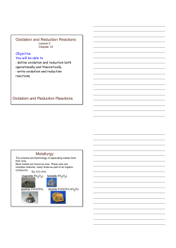 Oxidation and Reduction Reactions Oxidation and Reduction