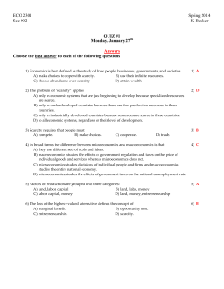 ECO 2301 Spring 2014 Sec 002 K. Becker QUIZ #1