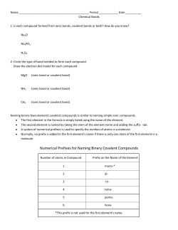 Numerical Prefixes for Naming Binary Covalent Compounds