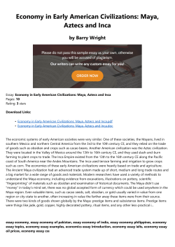 Economy in Early American Civilizations: Maya, Aztecs and Inca