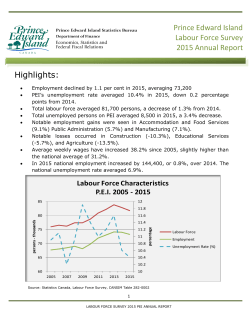 Highlights: Prince Edward Island Labour Force Survey 2015 Annual