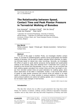 The Relationship between Speed, Contact Time and Peak Plantar