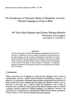 The Transference of Discourse Valúes in Translation via Lexis