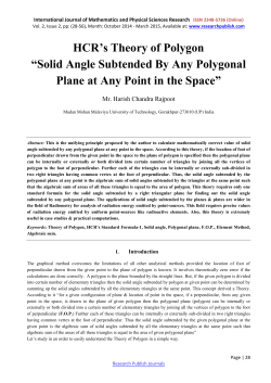 HCR‟s Theory of Polygon &ldquo;Solid Angle Subtended By Any