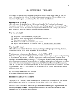 apa referencing – the basics