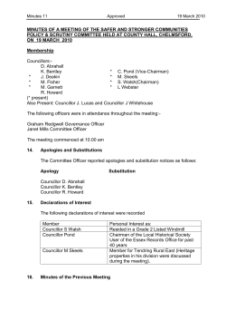 minutes of a meeting of the safer and stronger communities policy