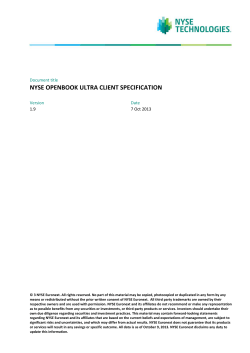 NYSE OPENBOOK ULTRA CLIENT SPECIFICATION