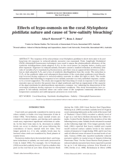 Effects of hypo-osmosis on the coral Stylophora pistillata: nature and