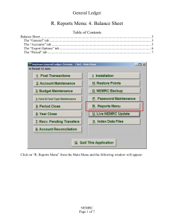 R. Reports Menu: 4. Balance Sheet