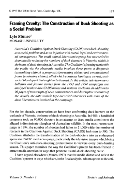 137 Framing Cruelty: The Construction of Duck Shooting as a Social