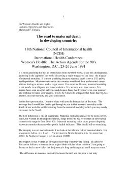 31 The road to maternal death in developing countries