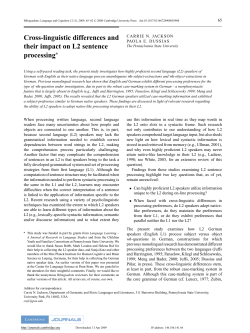 Cross-linguistic differences and their impact on L2 sentence