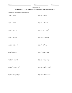 Perfect Square Trinomials WS