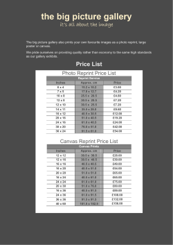 Price List - The Big Picture Gallery