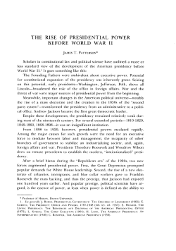 The Rise of Presidential Power Before World War II