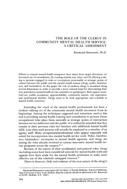 The role of the clergy in community mental health service: A critical