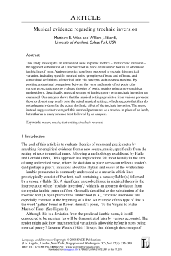 Musical evidence regarding trochaic inversion