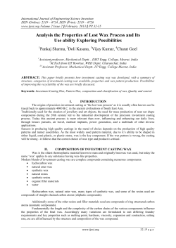 Analysis the Properties of Lost Wax Process and Its Use ability