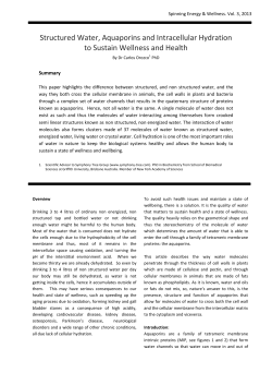 Structured Water, Aquaporins and Intracellular Hydration to Sustain