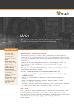 MADe is a software tool that enables engineers to model system