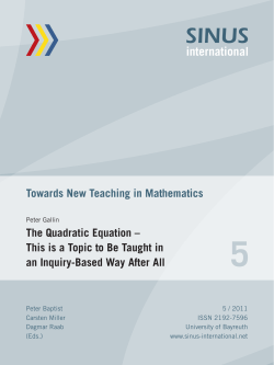 The Quadratic Equation - This is a Topic to Be Taught in an