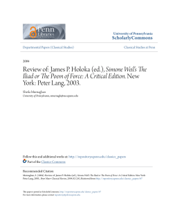 Simone Weil`s The Iliad or The Poem of Force
