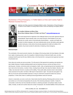 Declarations of Fiscal Emergency: A Viable Option as Cities and